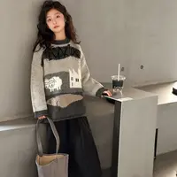 【Maila童装】女童韩系慵懒风小羊套头毛衣秋冬洋气撞色针织衫上衣
