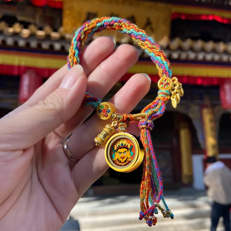 黄财神纯手绘立体唐卡擦擦正财黄财财民族风手链藏地师傅加持开开