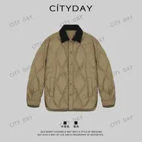 CityDay【楠哥】菱格轻羽 拼皮撞色领老钱风衬衫式轻薄羽绒服 25031
