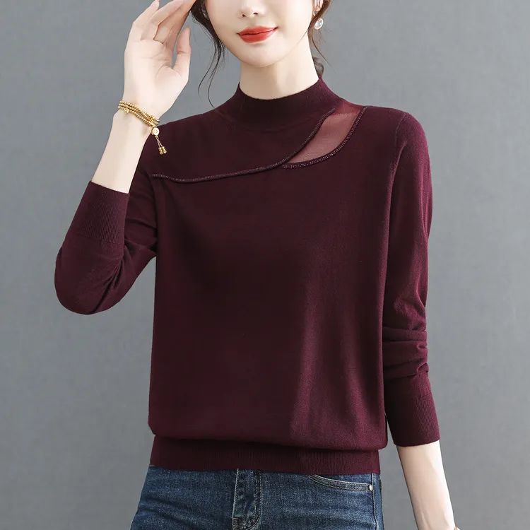 女士半高领毛衣秋冬内搭短款漂亮洋气打底衫2025新款简单大方上衣