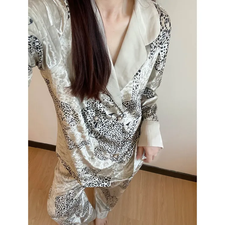 【高级感豹子】法式轻奢印花金丝绒睡衣女冬季新款加绒家居服套装