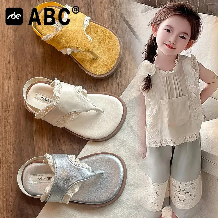ABC女童鞋2025夏季女孩露趾凉鞋百搭时装凉鞋儿童公主风夹脚凉拖