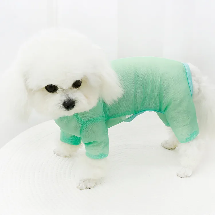 狗狗纯色网纱四腿衣宠物夏季防蚊虫空调服猫咪薄款透气休闲防脏衣