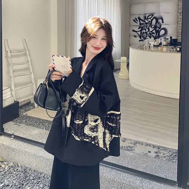 设计感小众高级感小个子慵懒风宽松bf西装外套2025春季新款西服女