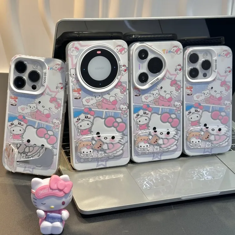 奥菲顿漫画凯蒂猫镜子支架适用苹果16元气手机壳vivo华为oppo小米