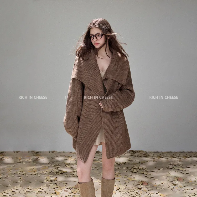 RICH IN CHEESE大被子【中长款合集】绵羊毛秋冬百搭翻领针织开衫