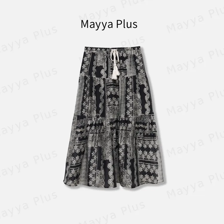 【遇见花期】Mayya Plus麦芽定制法式印花半身裙显瘦a字裙32526752