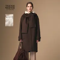 *TeenieWeenie小熊双面毛呢大衣25秋时尚围巾款大衣女TTJW254TW8D