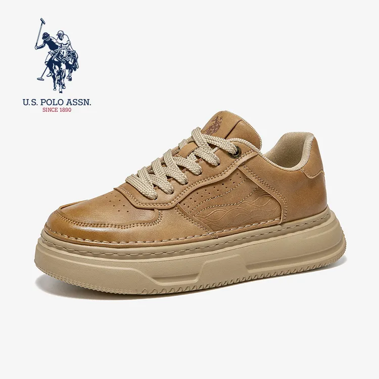 U.S. POLO ASSN.秋冬新款厚底增高休闲板鞋时尚潮流百搭低帮男鞋