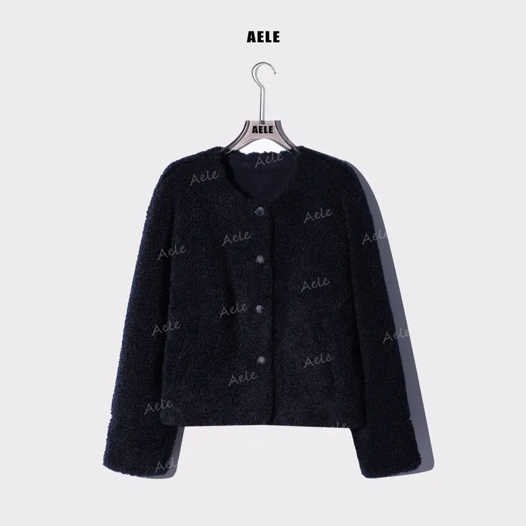 AELE【小泰迪】圆领小香风短款极简颗粒绒外套 R855 3105 AD