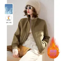 新款时尚高端立领毛呢拼接羽绒女式保暖外套RY032