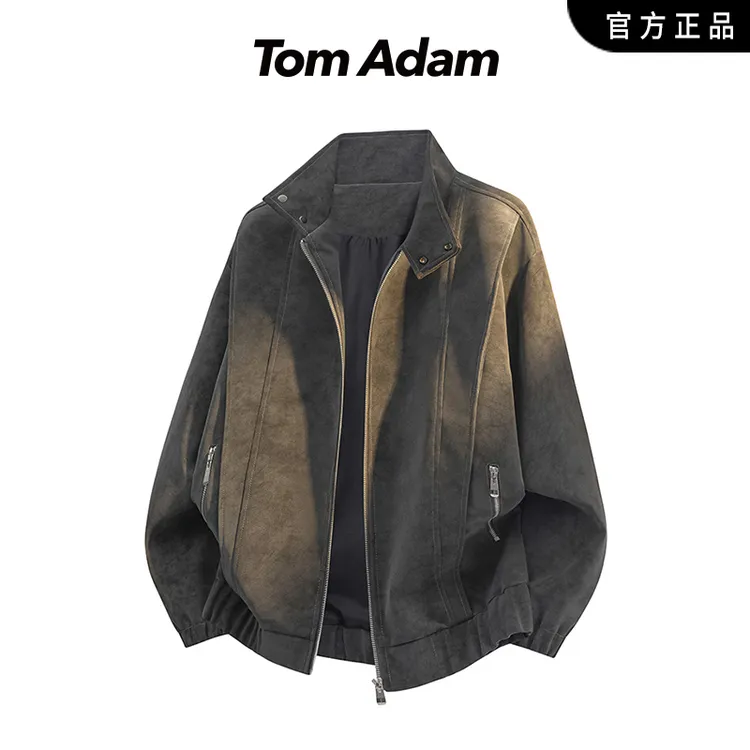 TOMADAM朋克风美拉德解构皮衣男女秋季新款琥珀流光夹克外套