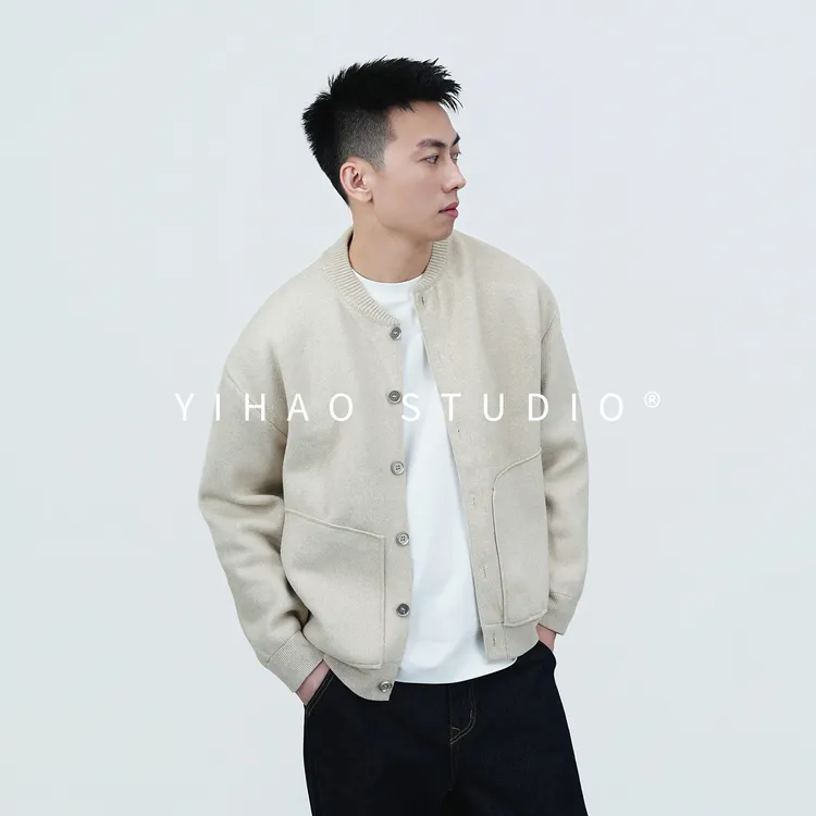 YIHAO STUDIO秋冬男士慵懒风针织衫毛衣开衫外套休闲简约长袖夹克