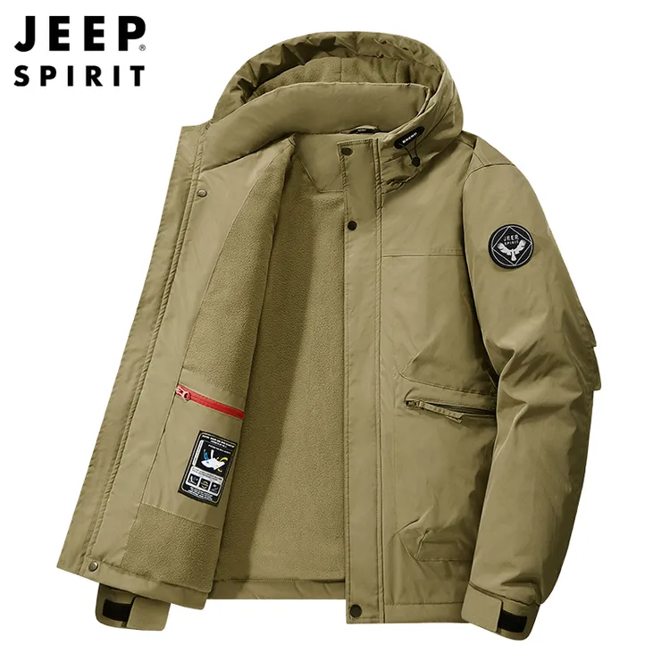 JEEPSPIRIT吉普棉衣冬季男士棉袄多口袋加绒休闲加厚保暖防风外套