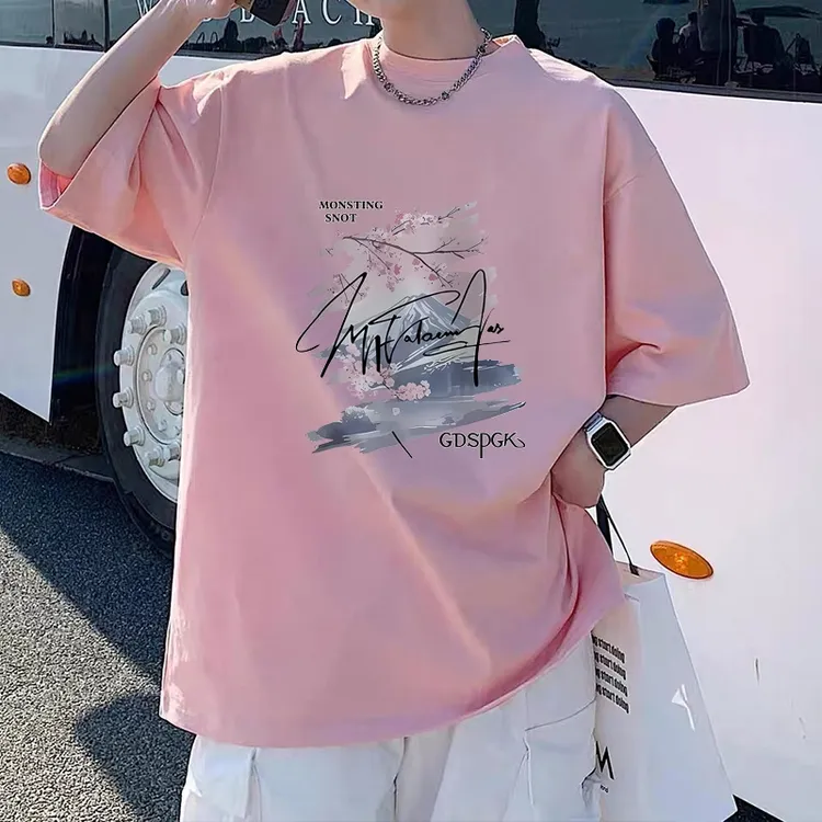 美式100%纯棉夏季短袖t恤男女ins潮牌百搭半袖宽松大码青少年上衣