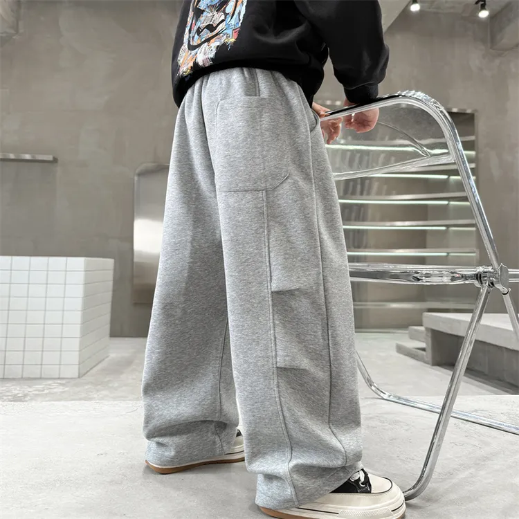 男童裤子2025新款儿童春秋款运动裤男孩灰色长裤中大童秋装弯刀裤