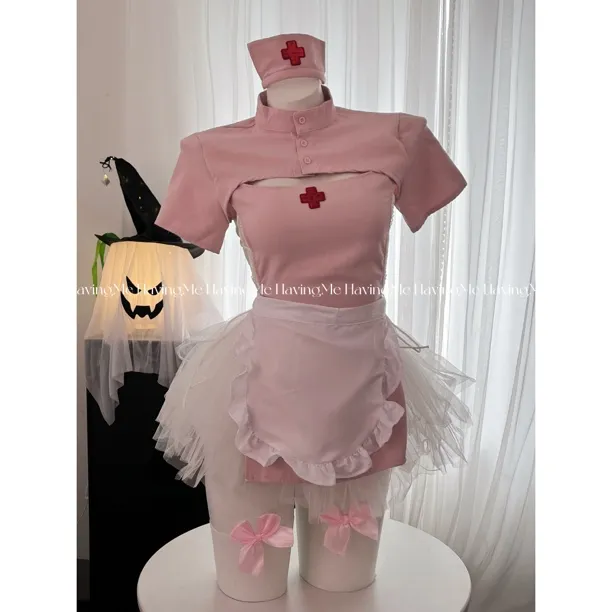 HavingMe万圣节cos服饰性感绑带带蓬蓬裙套装约会粉嫩可爱制服