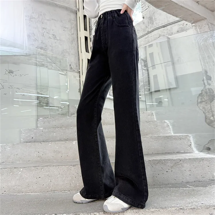 12-15岁女大童微喇牛仔裤春秋2025新款儿童休闲裤子时尚宽松秋季