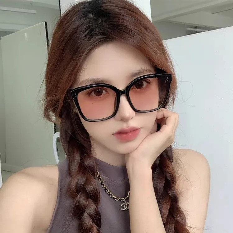 2025新款落日腮红渐变色大框太阳镜圆脸显瘦防紫外线网红素颜墨镜