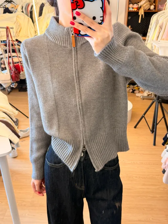 3447【鱼骨线】软糯慵懒温柔风高级感针织毛衣开衫外套百搭时尚