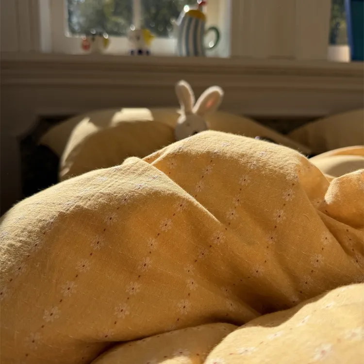 易安阁水洗棉提花黄碎花四件套纯棉全棉1.5m1.8米公寓被套三件套