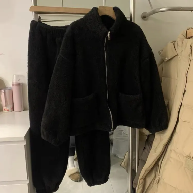 双面珊瑚绒睡衣女2025冬季新款韩版加绒加厚保暖休闲居家服两件套