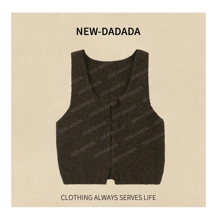利达 NEW DADADA 短款纯色简约马甲针织复古休闲无袖上衣DGM2466