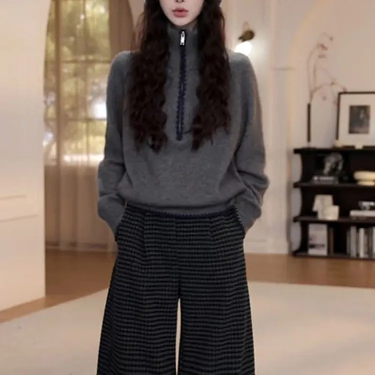 秋冬2025新款毛衣花瓣袖针织毛衣毛针织衫时尚长袖秋冬针织毛衫