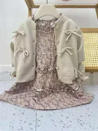 女童大翻领花边长袖田园风可爱公主娃娃衫