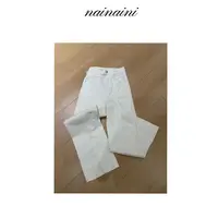 奈奈妮【白牛】窄版直筒牛仔裤女2025秋季白色时尚百搭2388