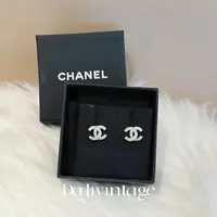 大吉中古/Chanel香奈儿银色小双c满钻耳钉
