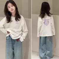 儿童休闲宽松纯棉上衣春秋新款女童韩版时尚百搭长袖T恤打底衫潮