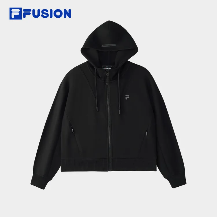 FILA FUSION斐乐潮牌女子连帽卫衣2025冬季新款休闲宽松针织上衣
