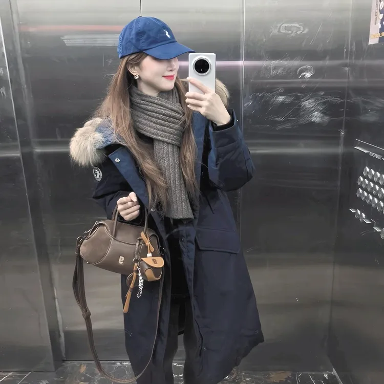 冬季保命长款工装派克服棉服女冬2025新大毛领工装外套小个子