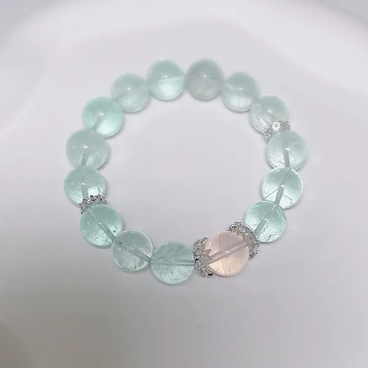 足银仿水晶手链 】六芒【送薄荷手串星光天然绿女朋友手链粉春绿宝