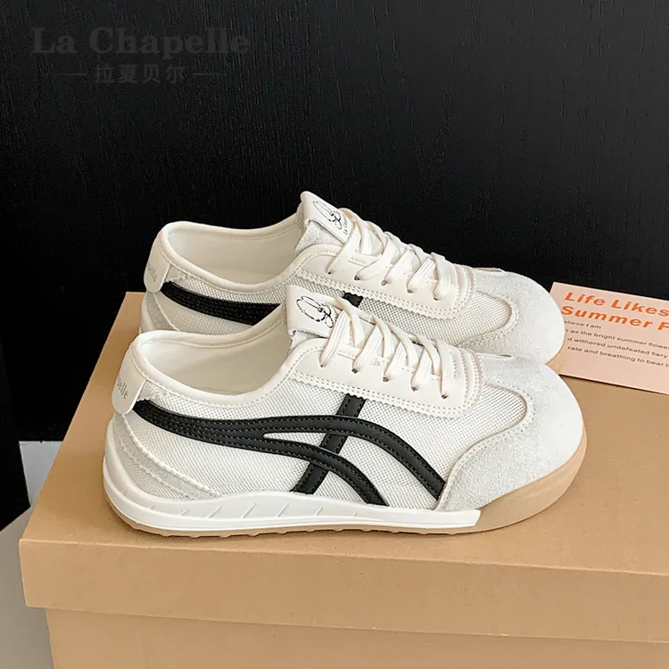 拉夏贝尔鞋子2025秋季新款网面德训鞋百搭时尚女鞋厚底透气运动鞋