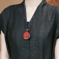 合金棉绳项链 【玫瑰项链】中国风夏季民族风气质手花女士项链