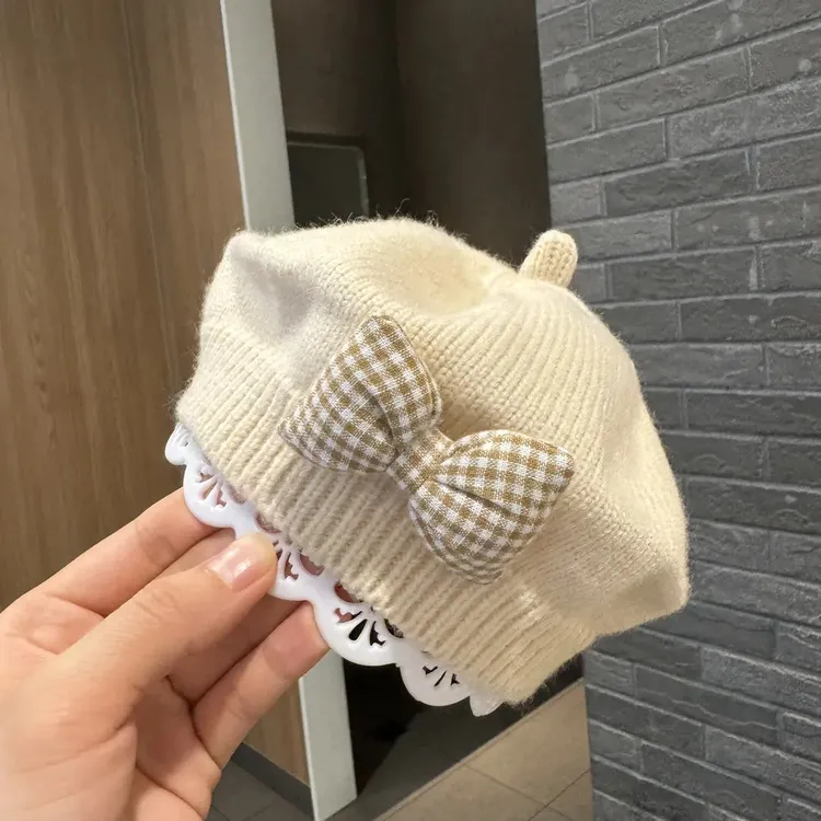 儿童贝雷帽女宝宝帽子秋冬季韩版洋气婴幼儿女童针织毛线画家帽潮