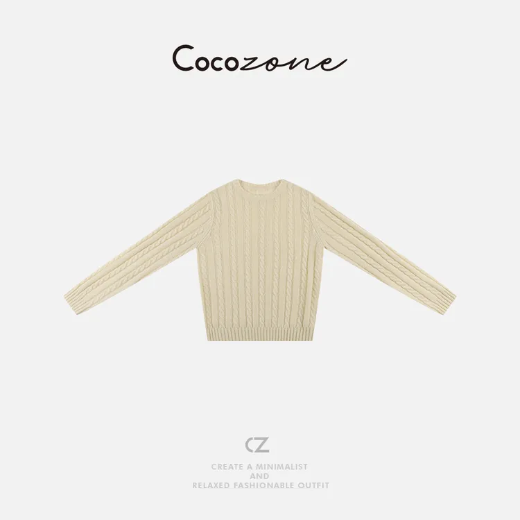 COCO ZONE 刘一一 ”复古老钱“圆领麻花针织衫 CC1C2267