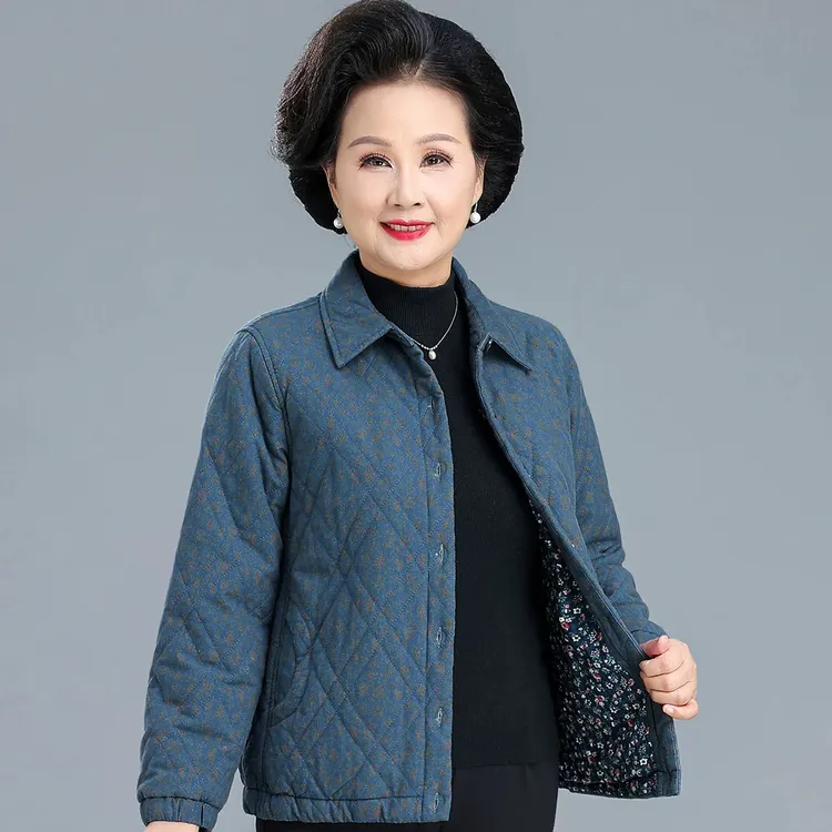 时尚妈妈2025年秋冬季新款短棉服中老年女装棉衣夹棉外套宽松上衣