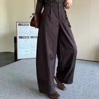 欧货早秋新款精品女装松紧腰抽绳挂饰宽松显瘦百搭休闲裤