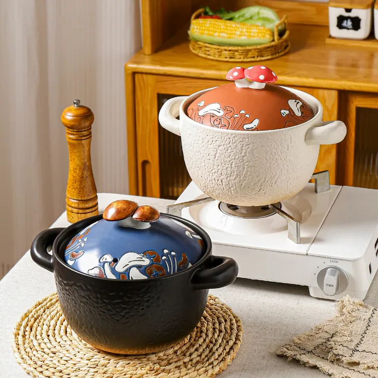 川岛屋蘑菇砂锅煲大容量耐高温干烧不裂家用煤气灶专用煲汤锅沙锅