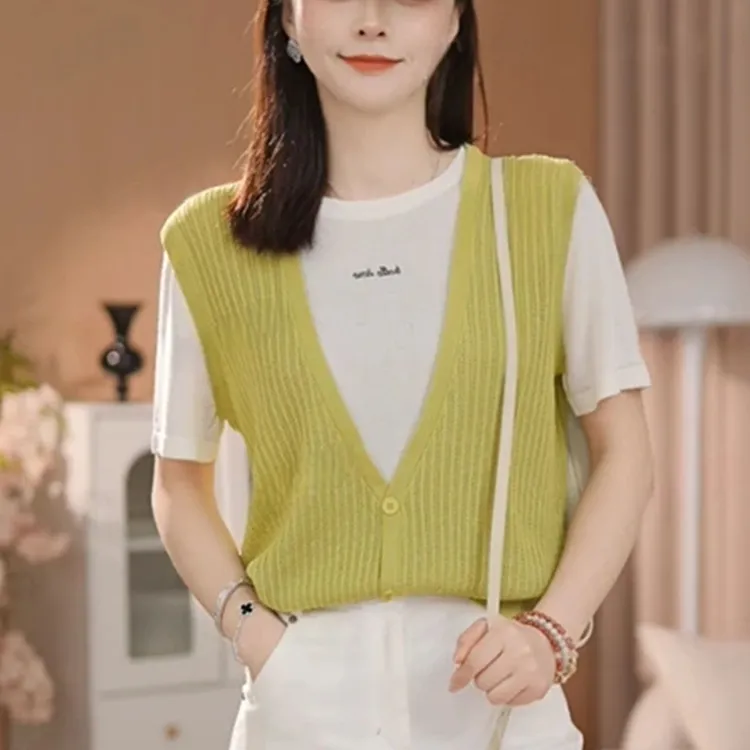 时尚韩系圆领假两件T恤女2025夏季新款洋气宽松显瘦休闲百搭上衣
