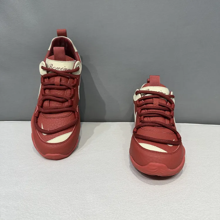 2025新款系带圆头拼接软底防滑运动休闲鞋舒适轻奢时尚百搭男鞋商品图