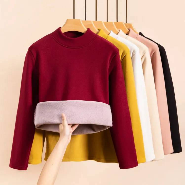 打底衫女 冬季加绒加厚2025新款洋气内搭半高领保暖发热中领上衣