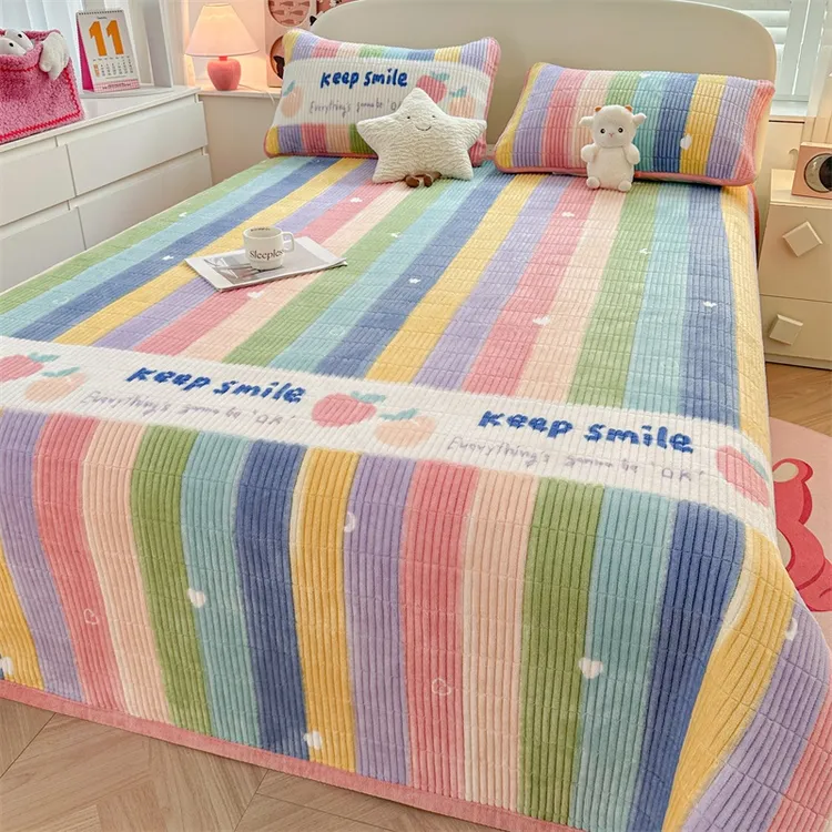 秋冬牛奶绒加厚四季通用防滑床盖加大2025款最新款大床榻榻米床单