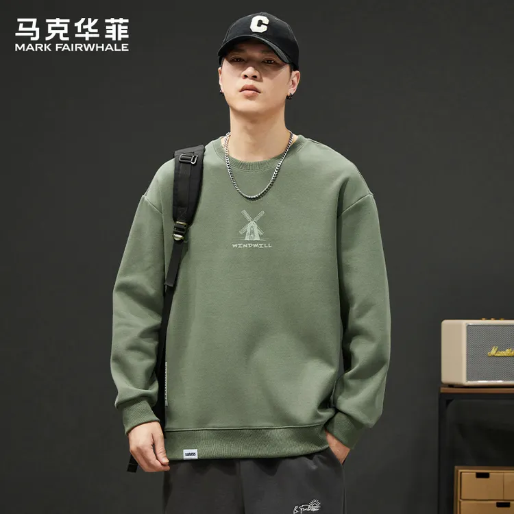 马克华菲潮牌长袖卫衣男士2025秋季新款宽松圆领百搭印花休闲上衣