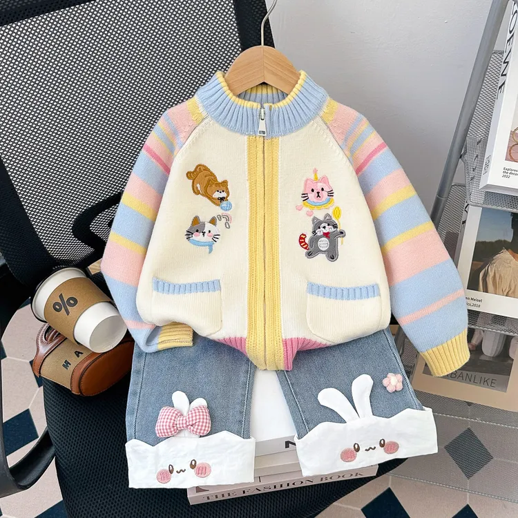 女童毛衣秋装2025新款宝宝洋气针织开衫儿童秋季公主秋款外套童装