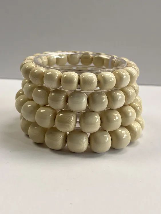 天然猛犸牙满纹老型单圈手串