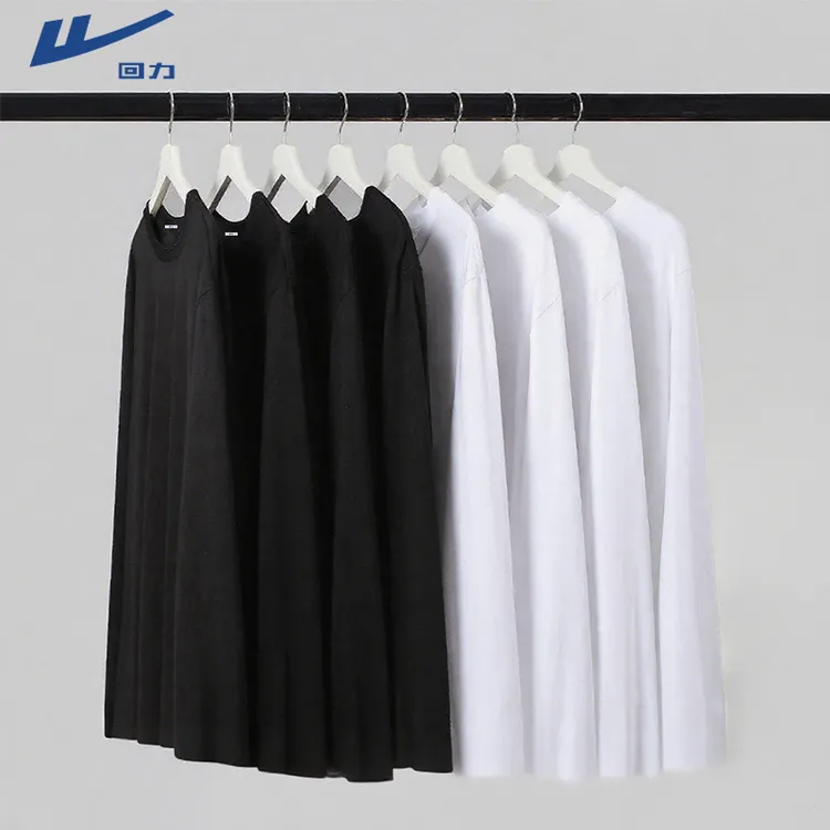 回力重磅长袖T恤男2025秋季新款220G纯棉男装宽松圆领纯色打底衫